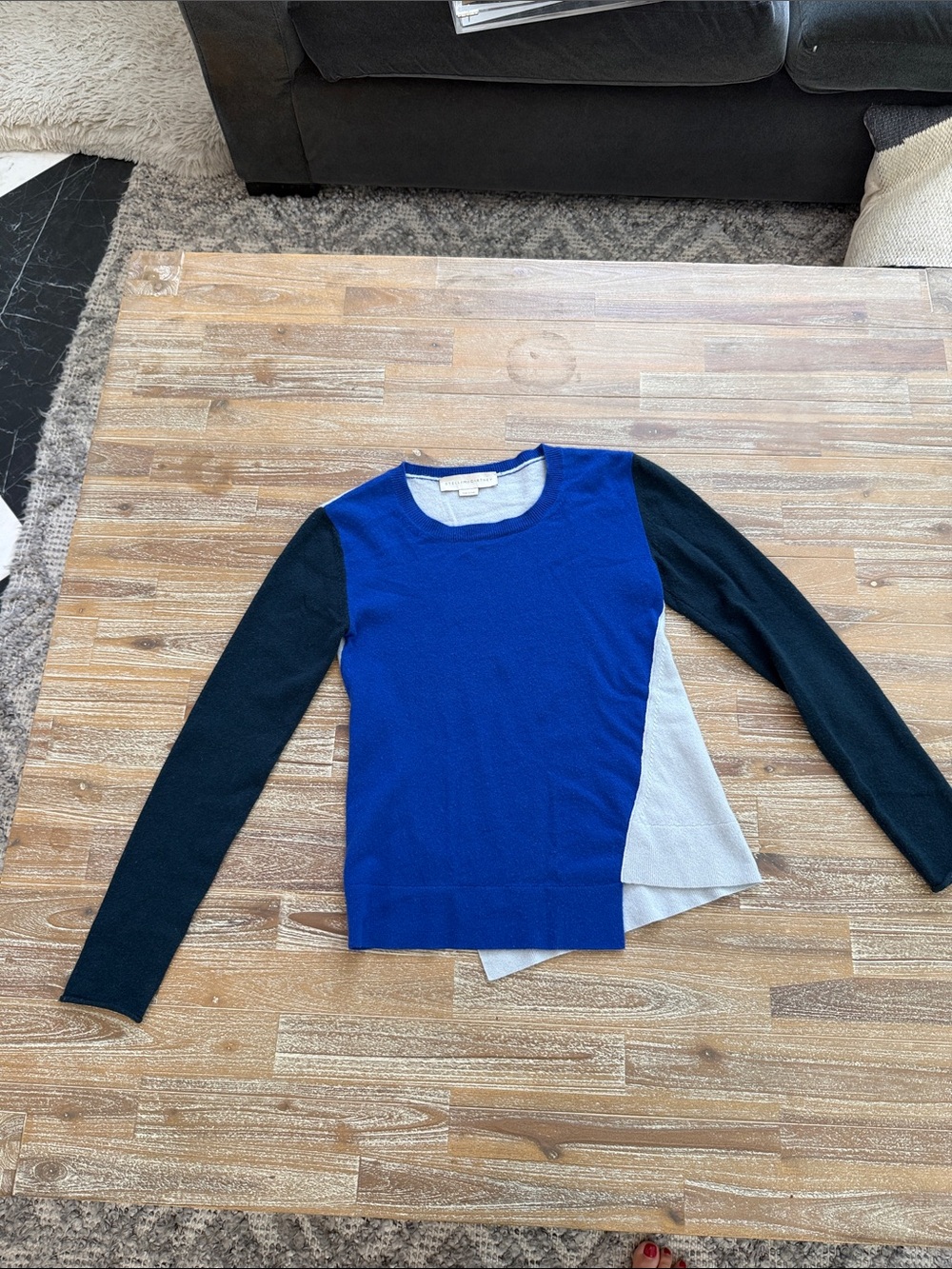 Stella McCartney Blue, Black & Light Gray Colorblock Crewneck Sweater